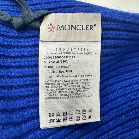 Moncler Ribbed Wool Beanie w/ Logo in Blue - Picture 5 of 5
